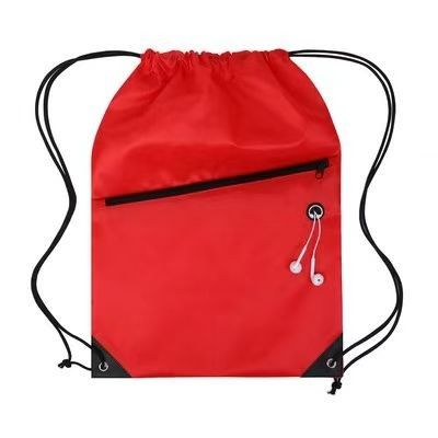 Customization Drawstring Backpack with Front Zipper Pocket-Make your brand ubiquitous