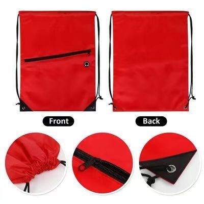 Customization Drawstring Backpack with Front Zipper Pocket-Make your brand ubiquitous